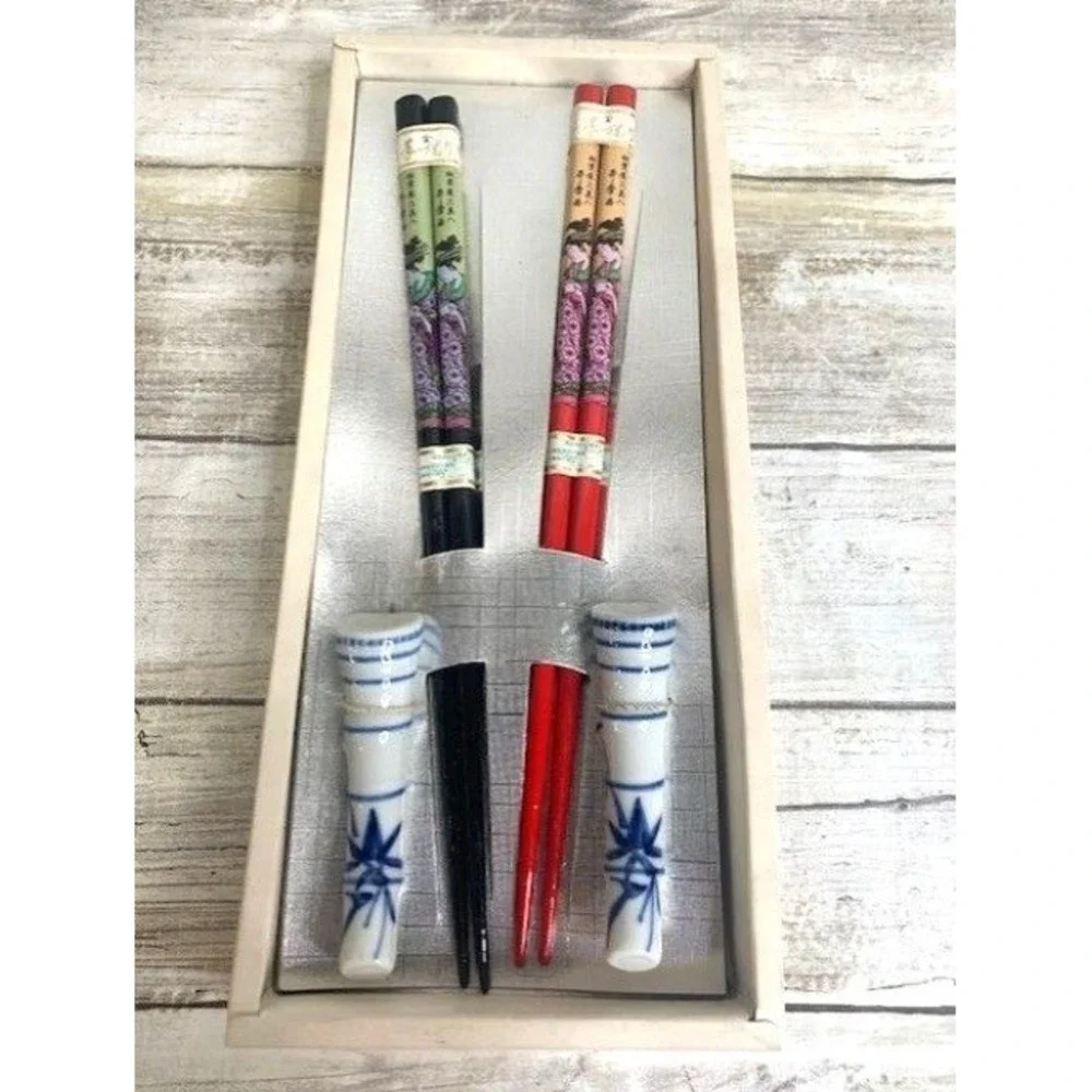 New Ukiyo-E Japanese Chopsticks & Holders‎ Gift Set in Box